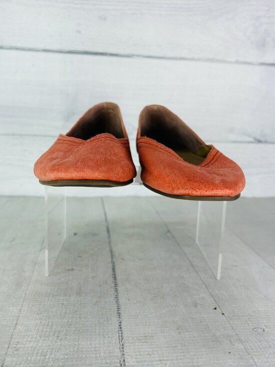 Lucky Brand ALBA Grenadine Hard Rock Orange Leather Square Toe Flat Shoe Sz 6 M - Picture 3 of 16